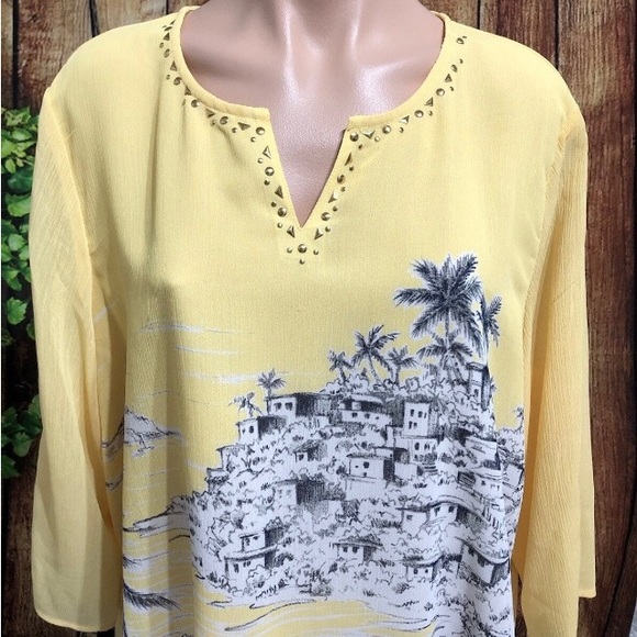 NWT! Alfred Dunner Seas The Day 3/4 Sleeve Blouse Size 18 - Picture 2 of 6